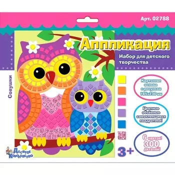 Набор для творчества. Аппликация «Совушки» (6 цв., 300 эл.)