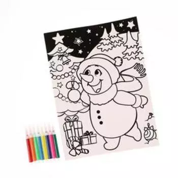 Набор для творчества «Бархатная раскраска. Снеговик»