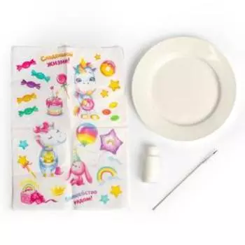 Набор для творчества «Декупаж тарелки: единорожка»
