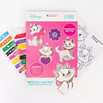 Набор для творчества: фреска-магнит, блестки, песок, раскраска, Кошечка Мари