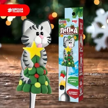 Лепка на ложке «Новый год! Котик на ёлке», набор для творчества