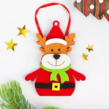 Ёлочная игрушка из фетра «Новогодний олень в шарфике», своими руками