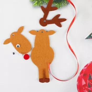 Набор для творчества - создай ёлочное украшение из фетра «Олень с красным носом»