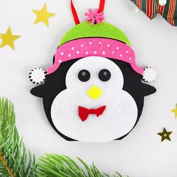 Ёлочная игрушка из фетра «Пингвин в шапочке», набор для творчества, своими руками