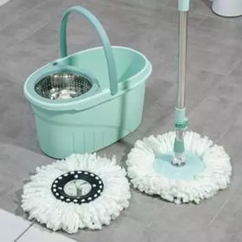 Набор для уборки Доляна: ведро с металлической центрифугой 46×28×24 см, 19,2 л, швабра 16×88(120) см, доп. насадка