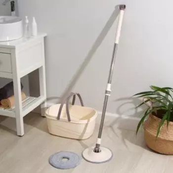 Швабра с отжимом и ведром Доляна, 42.52918 см, 14 л, телескопическая ручка 80 - 110 см