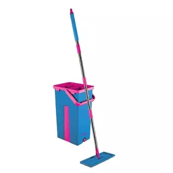 Набор для уборки ORION 2124: швабра, ведро с отжимом/полосканием, сменные насадки, 2 шт, 4 л, цвет голубой