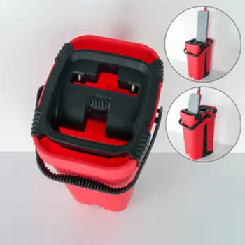 Швабра с отжимом и ведро Доляна, швабра плоская, ведро с отсеками для полоскания и отжима 8 л, запасная насадка из микрофибры, МИКС