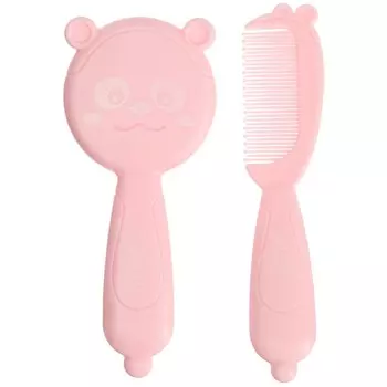 Расчёска детская, массажная щётка для волос в наборе «Мишка», розовый
