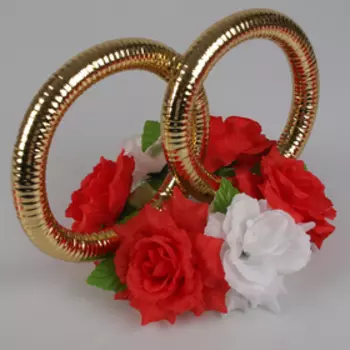 Набор для украшения автомобиля: кольца на крышу, 4 банта, V-образная лента на капот 3 м, красный