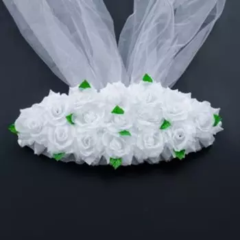 Набор для украшения автомобиля «Обручальный»: кольца на крышу, букет на радиатор, 2 ленты на капот 2.3 м, 4 бантика на ручки, белый