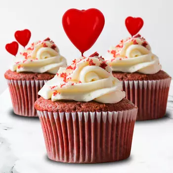 Топпер для торта «Сердечки», 12 см, красный