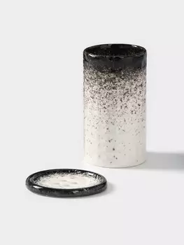 Набор для ванной, 2 предмета: стакан 15 см, мыльница 10 см, керамика, Иран