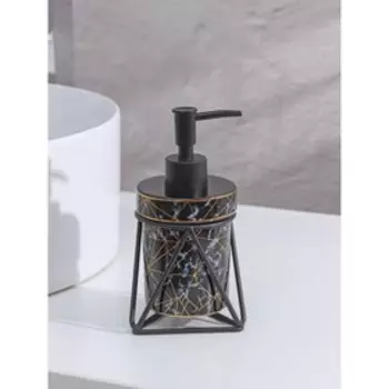 Аксессуары для ванной SAVANNA «Геометрика», 3 предмета, мыльница, дозатор для мыла 290 мл, стакан, чёрные