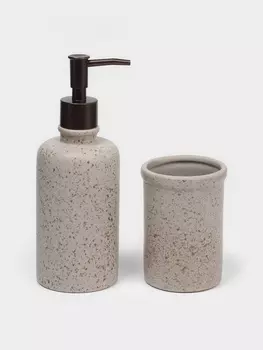 Набор для ванной SAVANNA «Стоун», 2 предмета, дозатор для мыла, стакан