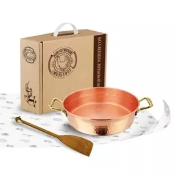 Набор для варки варенья «Малина», таз 3 л, медный кованный, с ручками + лопатка