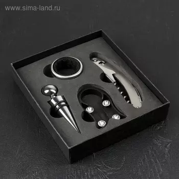 Набор для вина «Кьянти», 4 прибора: кольцо, штопор, нож для фольги, пробка