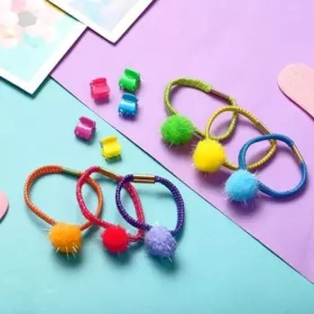 Набор для волос "Искорка" (5 крабов,6 резинок) микс