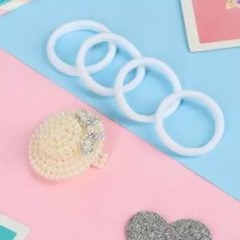 Набор для волос "Агата" (4 резинки, 1 зажим) шляпка, белый