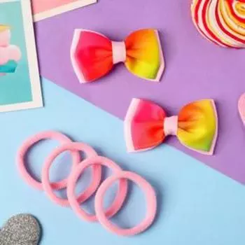 Набор для волос "Аннет" (4 резинки, 2 зажима) яркий градиент, 5,5х3,5 см