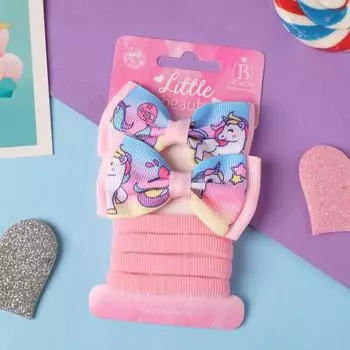 Набор для волос "Аннет" (4 резинки, 2 зажима) весёлые единорожки, 5,5х3,5 см