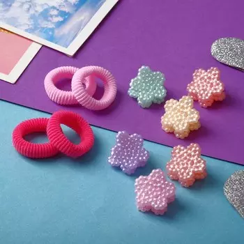 Набор для волос "Бусинка" (4 резинки, 6 крабов) цветочки, 2 см, микс