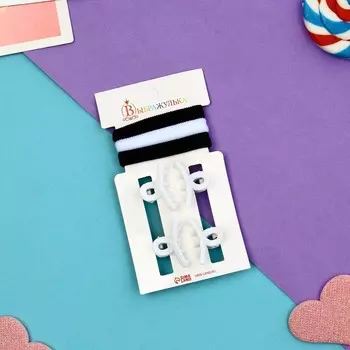 Набор для волос "Галея" (3 резинки 5 см, 4 краба 2,5 см) петелька, белый