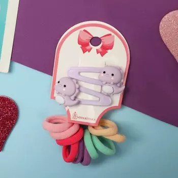 Набор для волос «Карамель», 10 резинок 1.5 см, 2 невидимки 3.5 см, дракончики, сиреневый