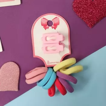 Набор для волос «Карамель», 10 резинок 3 см, 2 зажима 3 см, бесконечность, розовый