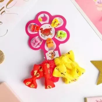 Набор для волос "Карусель" (5 крабов, 4 резинки) бантики смайлики