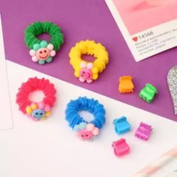 Набор для волос "Карусель" (5 крабов, 4 резинки) весёлые цветочки, микс