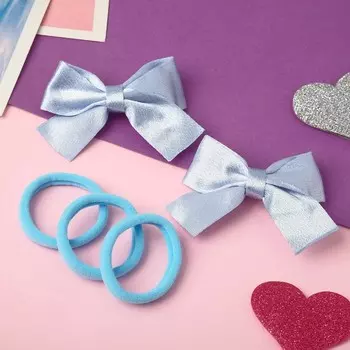 Набор для волос "Кокетка" (3 резинки, 2 зажима) атлас, голубой