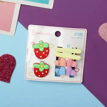 Набор для волос «Крошечка», 2 резинки, 2 зажима, 4 крабика, ягодка