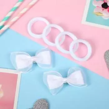 Набор для волос "Лада" (4 резинки, 2 зажима) классика, белый