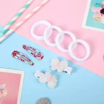 Набор для волос "Лина" (4 резинки, 2 зажима, 2 невидимки) бабочки, белый