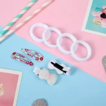 Набор для волос "Лина" (4 резинки, 2 зажима, 2 невидимки) бантики, белый