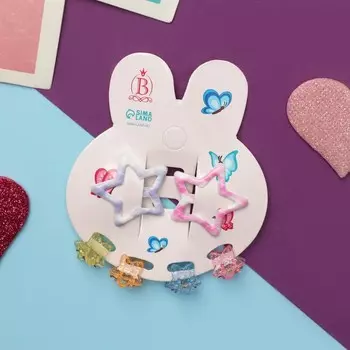 Набор для волос «Маленькая звездочка», 2 невидимки, 4 крабика, клетка