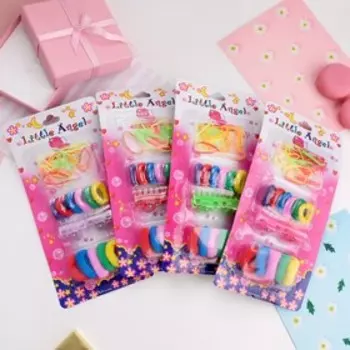 Набор для волос "Маленький ангел" (2 краба, 11 резинок+силиконовые резинки) микс