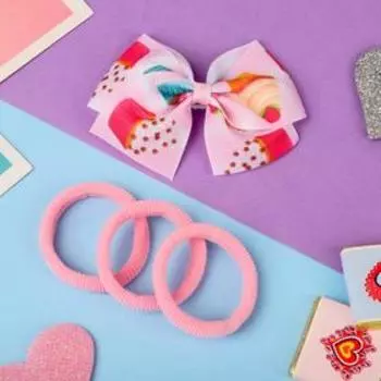 Набор для волос "Марта" (3 резинки, 1 зажим) пироженки, розовый