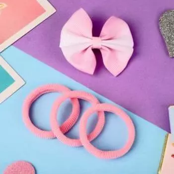 Набор для волос "Марта" (3 резинки, 1 зажим) пудинг, розовый