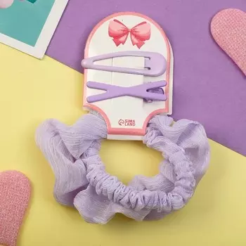 Набор для волос "Милица" 4 шт (невидимка 2 шт - 5 см, резинка 2 шт) классика, сиреневый