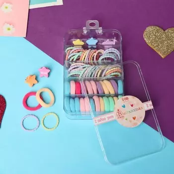 Набор для волос "Непоседа" (69 шт) звёздочка полоски, микс