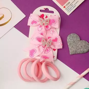 Набор для волос "Очаровашка" (2 зажима, 4 резинки) переливы бантиков
