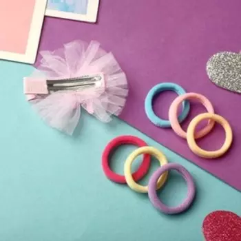 Набор для волос "Сати" (6 резинок, 1 зажим) единорожек звёздочки, микс