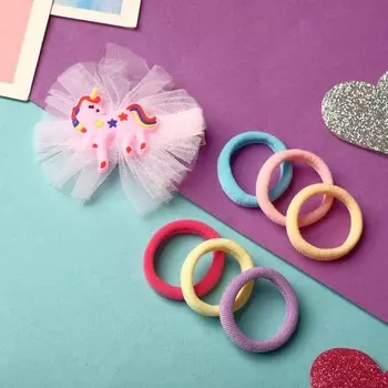 Набор для волос "Сати" (6 резинок, 1 зажим) единорожек звёздочки, микс