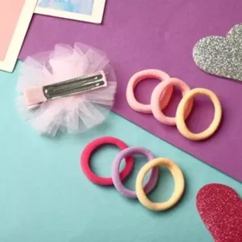 Набор для волос "Сати" (6 резинок, 1 зажим) облачко, микс