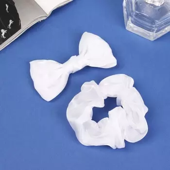 Набор для волос «Школьница», резинка 10 см, зажим 8 см, классик, белый