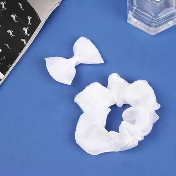 Набор для волос «Школьница», резинка 10 см, зажим 6.5 см, полоски, белый