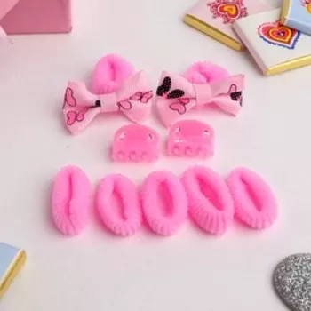 Набор для волос "Софи" (7 резинок, 2 краба) бантик с бантиками, розовый