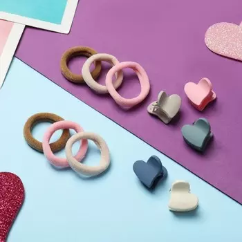 Набор для волос «Солнышко», 16 шт.: 6 резинок, 10 крабиков, сердца